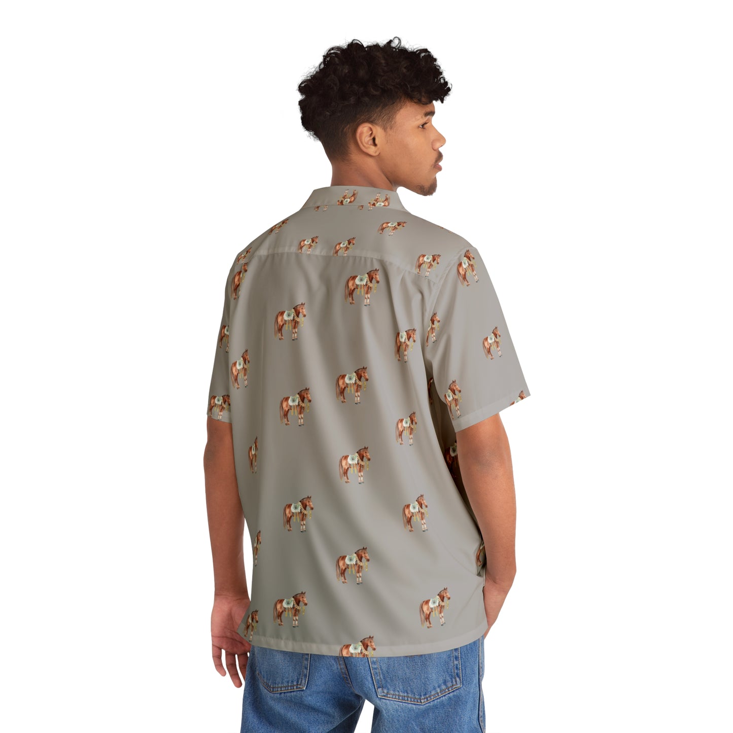 'Horses print' Men's Hawaiian Polo Shirt (AOP)
