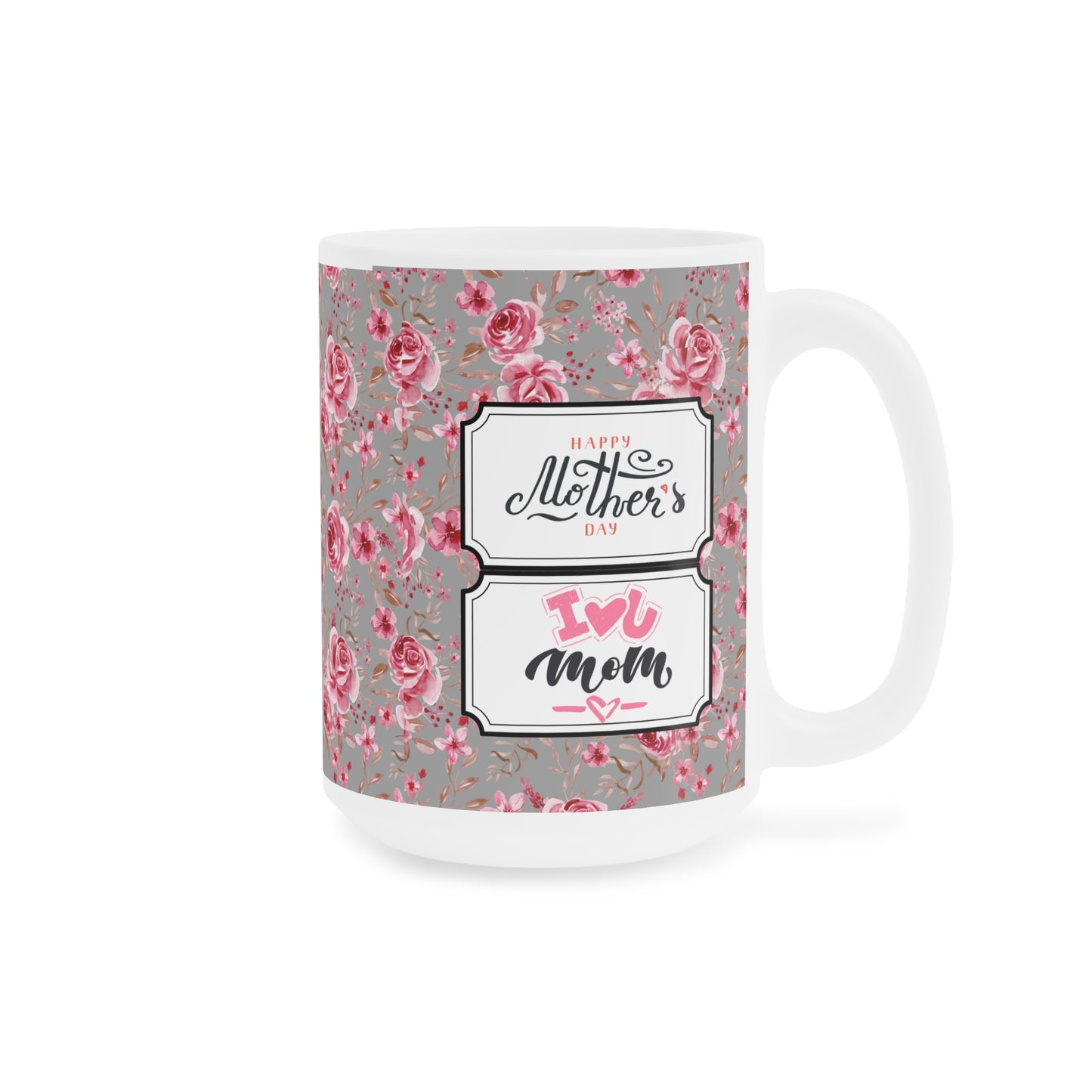Floral Ceramic Mug - Elegant Rose Pattern for Coffee Lovers