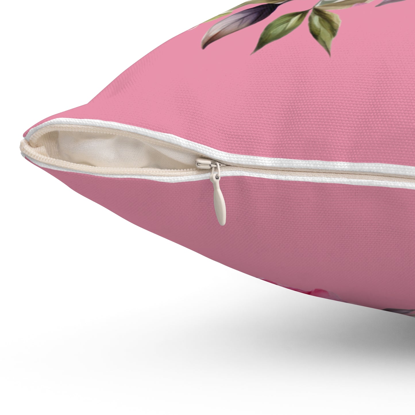 ‘Pink Peonies’ Spun Polyester Square Pillow