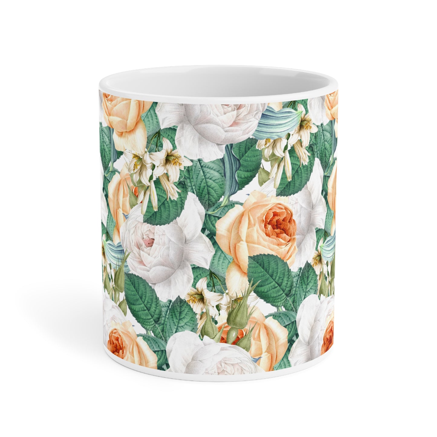 Floral Ceramic Mug(CDA) - Elegant Flower Design for Tea & Coffee Lovers