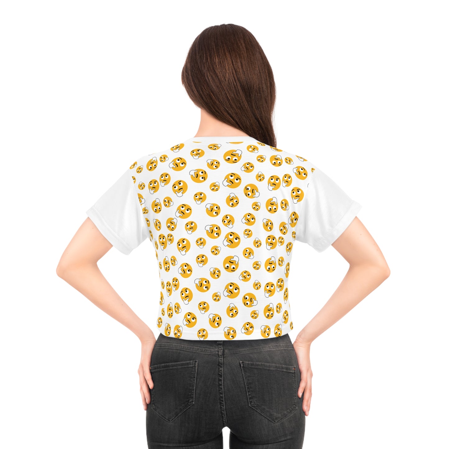 ‘Smileys” Crop Tee (AOP) 100% Poly
