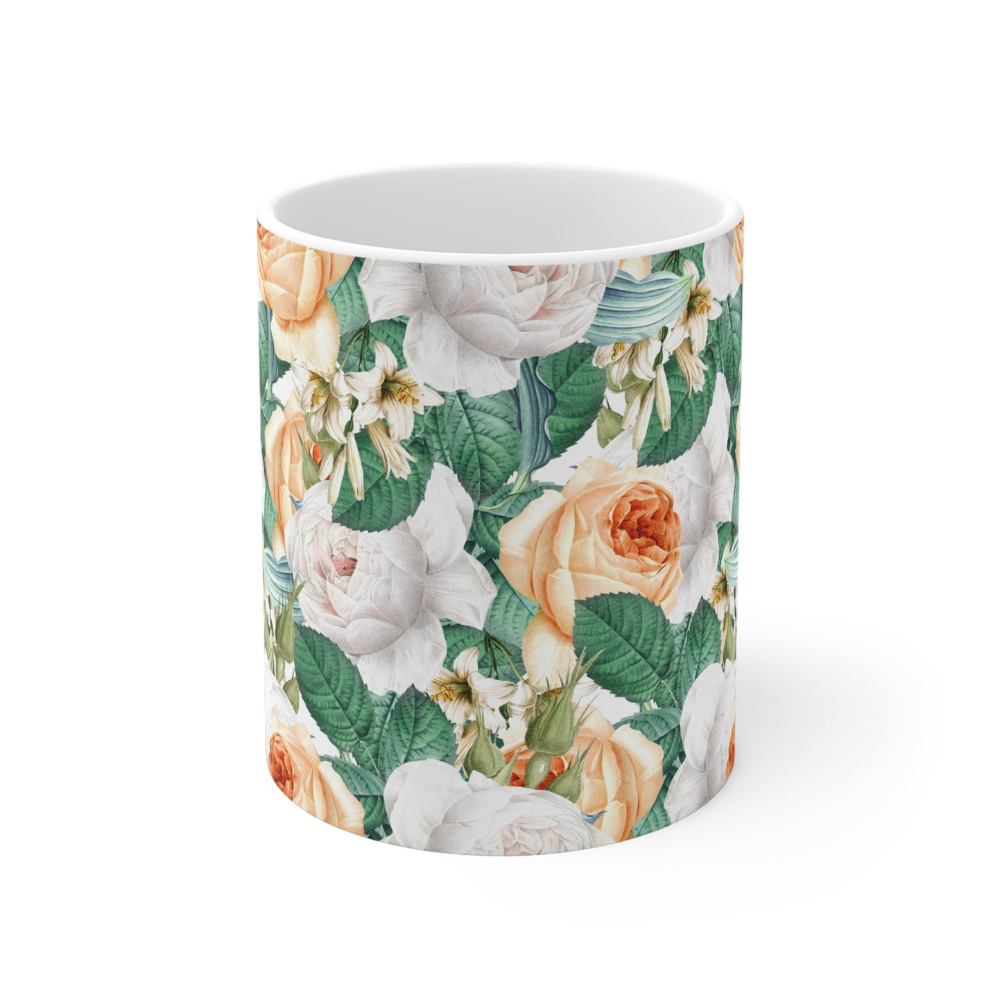 Floral Ceramic Mug(CDA) - Elegant Flower Design for Tea & Coffee Lovers