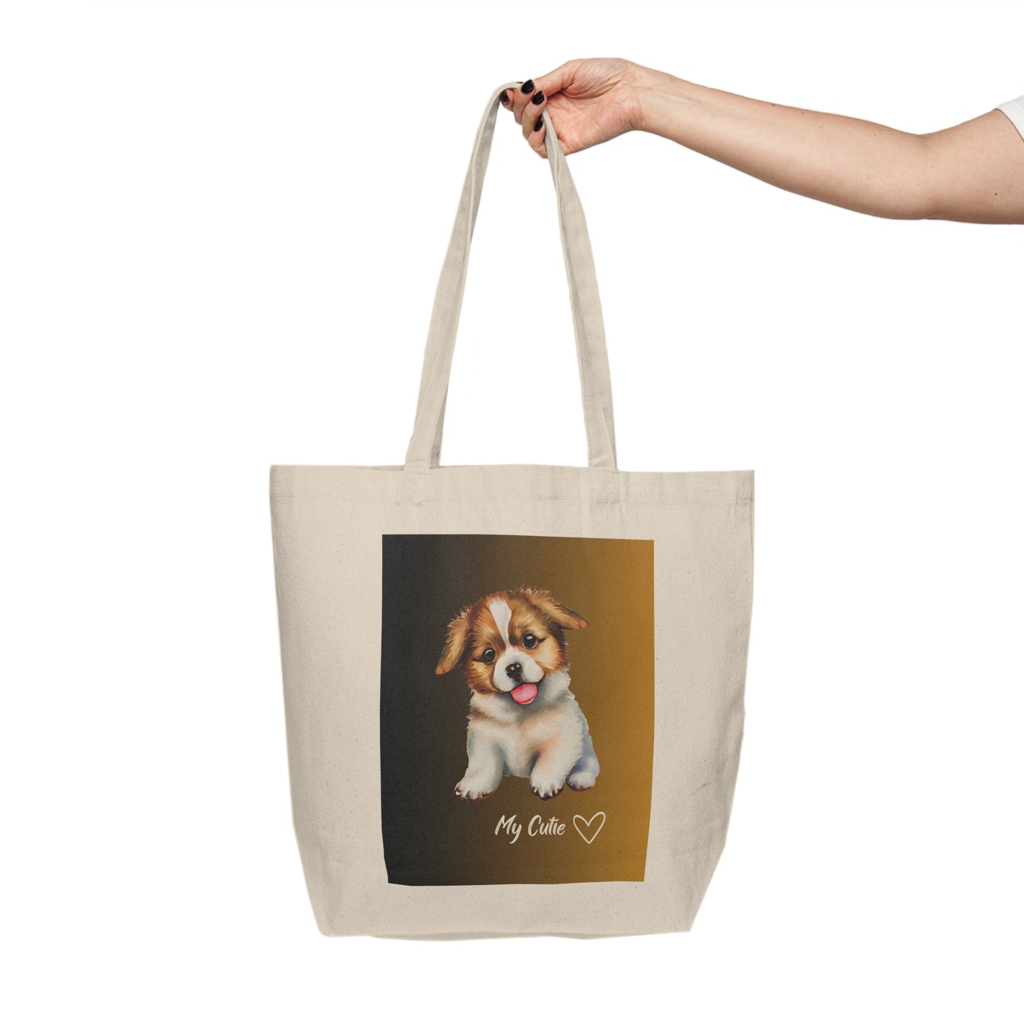 Cute Dog Canvas Shopping Tote, Pet Lover Gift, Reusable Grocery Bag, Dog Lover Accessory, Eco-Friendly Tote, My Cutie Design