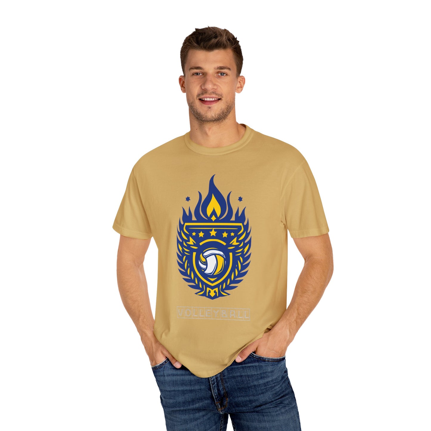 Vintage Volleyball Crest Unisex Garment-Dyed T-shirt