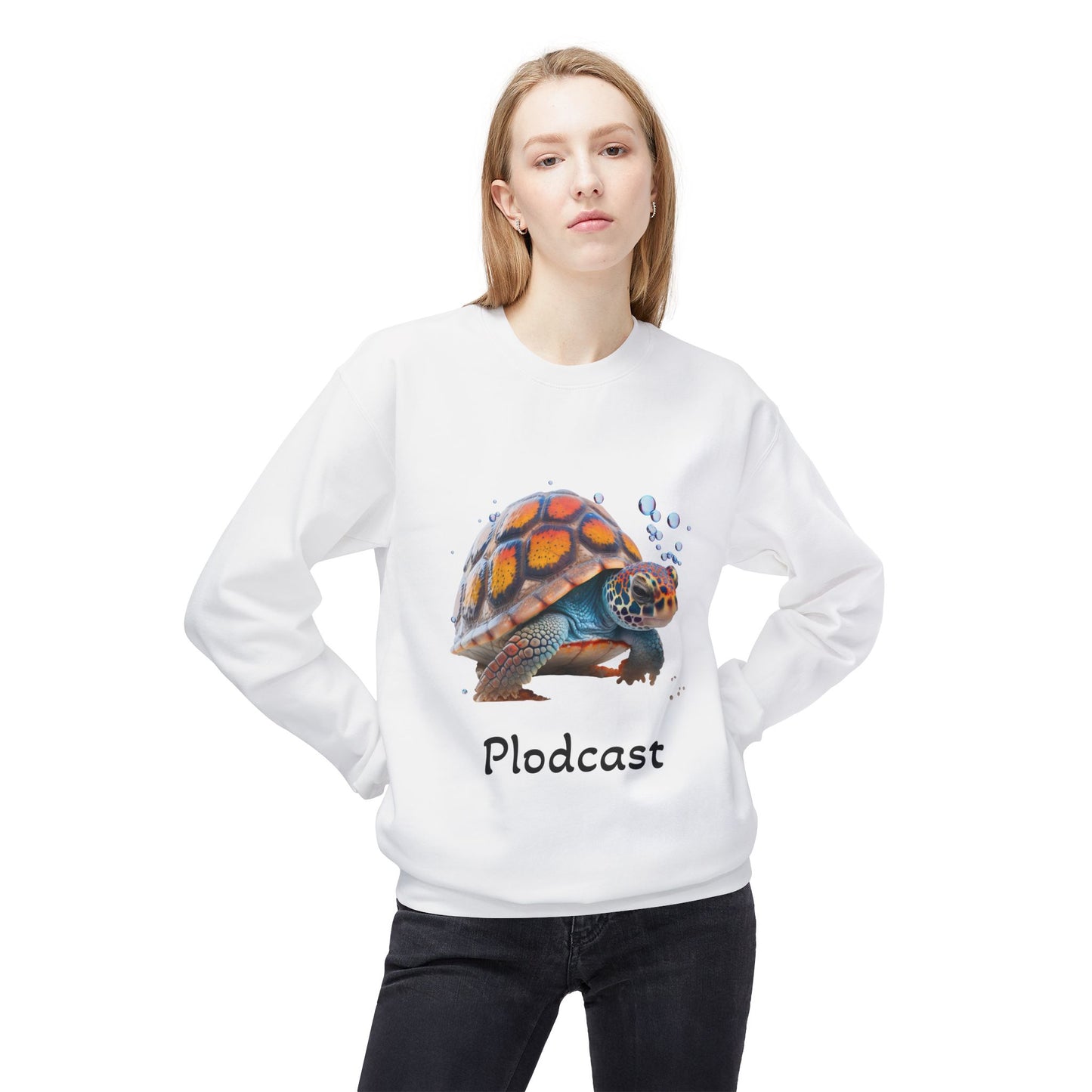 ‘Plodcast’ Turtle Unisex Midweight Softstyle Fleece Crewneck Sweatshirt