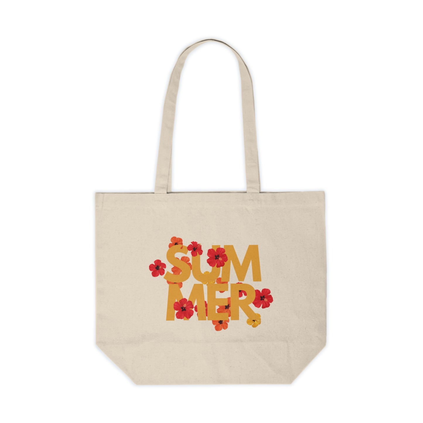 Summer Floral Canvas Shopping Tote Bag, Beach Tote, Eco-Friendly Tote, Gift for Her, Summer Essentials, Reusable Shopping Bag