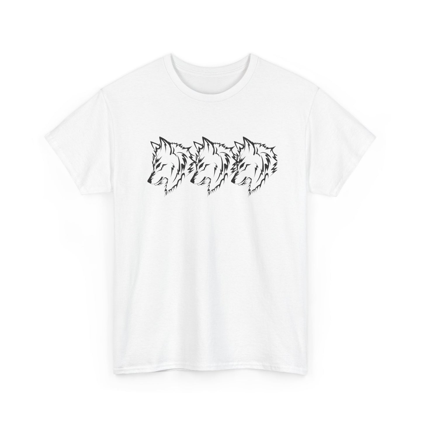 Unisex Heavy Cotton Tee - Minimalist Wolf Design for Nature Lovers