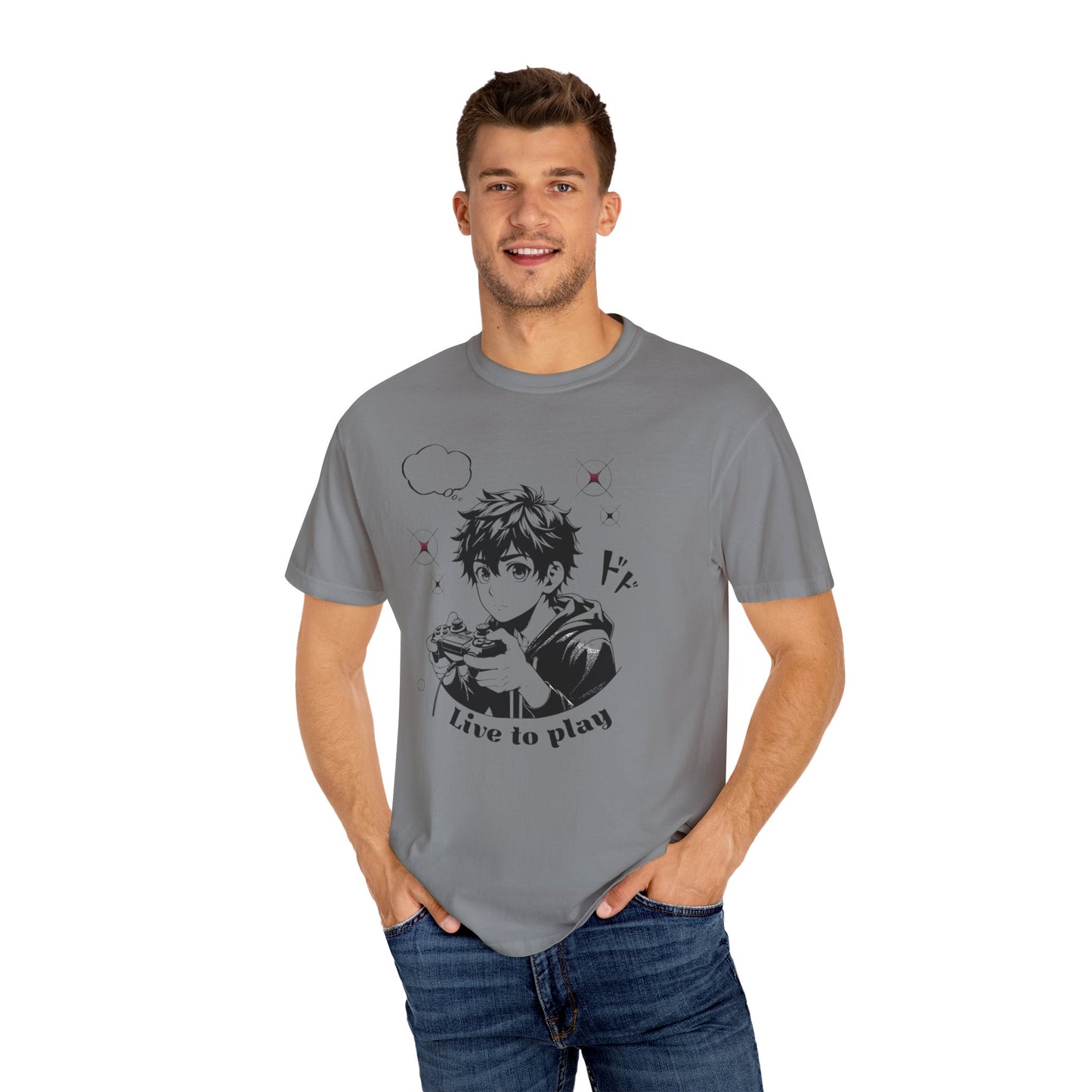 Anime 'Live to Play' Unisex Garment-Dyed T-Shirt