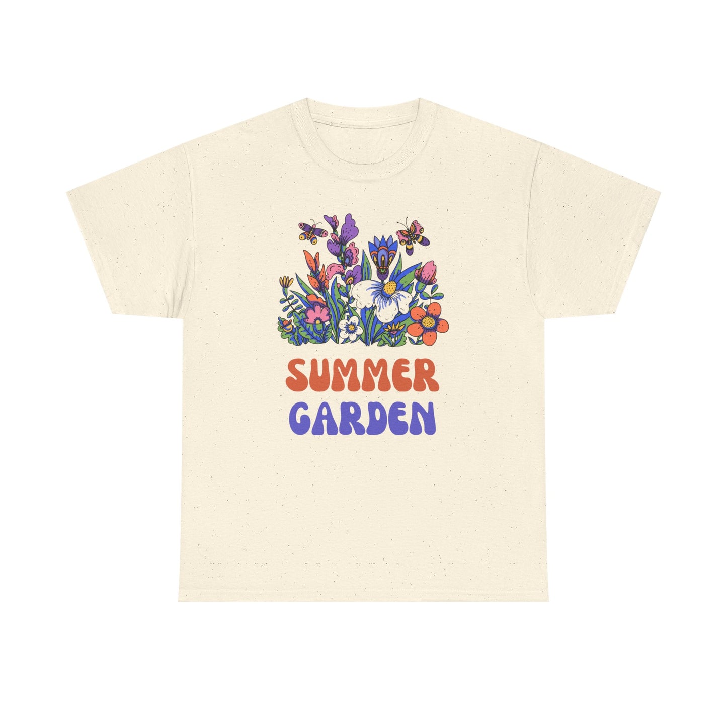 Vibrant Summer Garden Tee | Unisex Heavy Cotton T-Shirt, Floral Graphic Tee, Nature Lover Gift, Summer Fashion, Outdoor Vibes