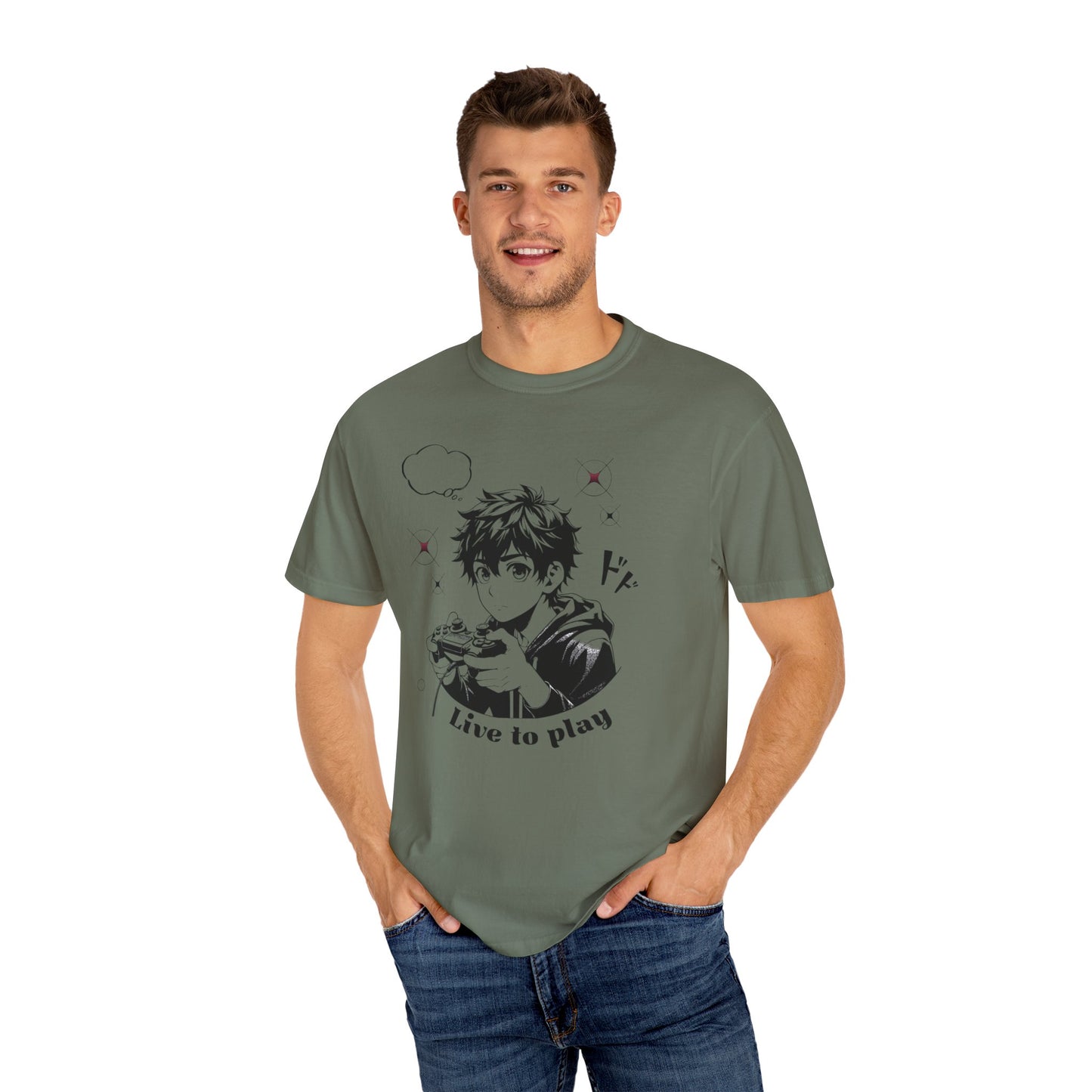 Anime 'Live to Play' Unisex Garment-Dyed T-Shirt