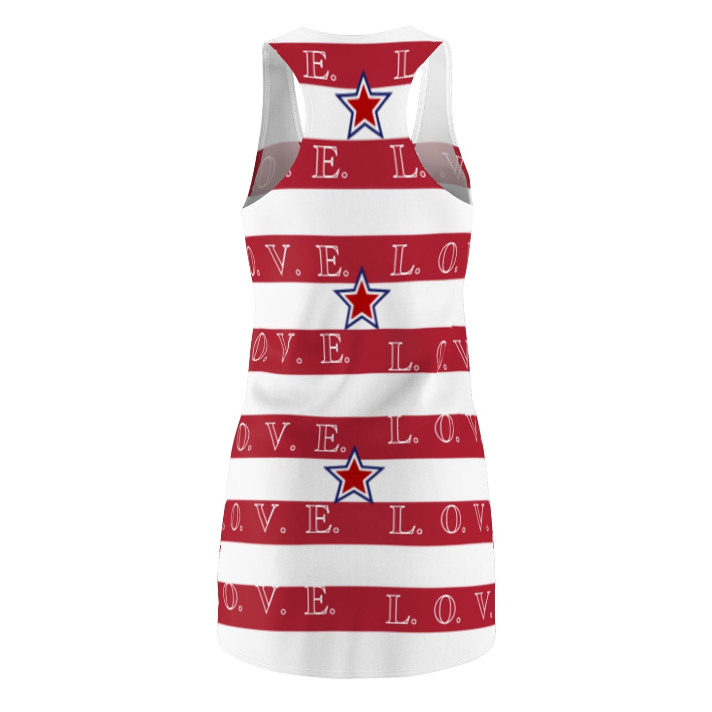 ‘Red Horizontal Stripes’ Women's Cut & Sew Racerback Dress (AOP)
