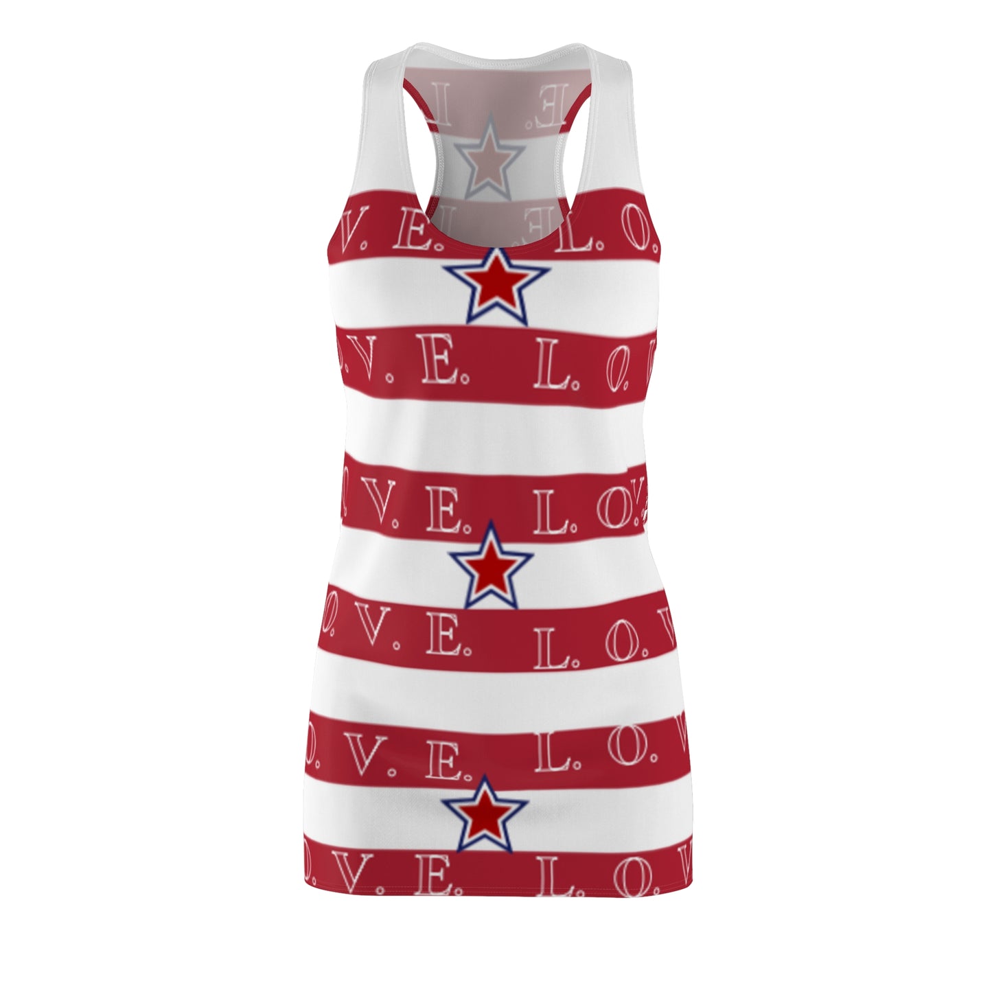 ‘Red Horizontal Stripes’ Women's Cut & Sew Racerback Dress (AOP)