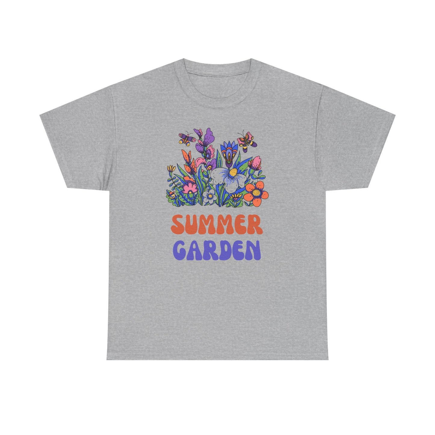 Vibrant Summer Garden Tee | Unisex Heavy Cotton T-Shirt, Floral Graphic Tee, Nature Lover Gift, Summer Fashion, Outdoor Vibes
