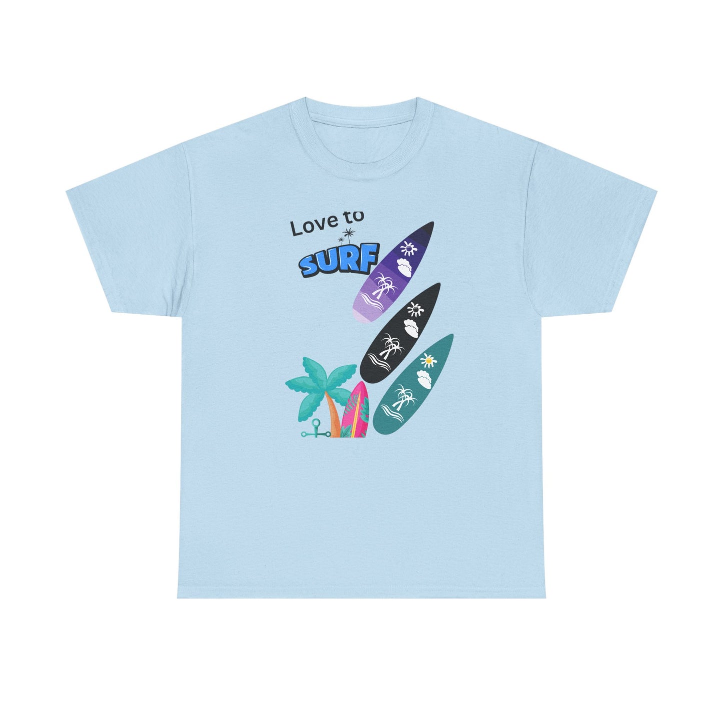 Surf Lover Unisex Heavy Cotton Tee, Beach T-Shirt, Summer Apparel, Gift for Surfers, Casual Wear, Surfing Enthusiast Shirt