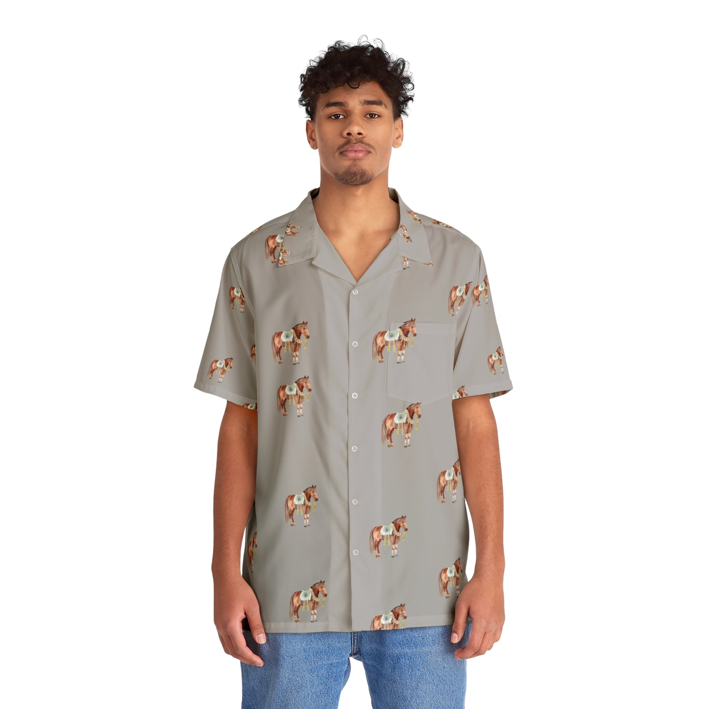 'Horses print' Men's Hawaiian Polo Shirt (AOP)