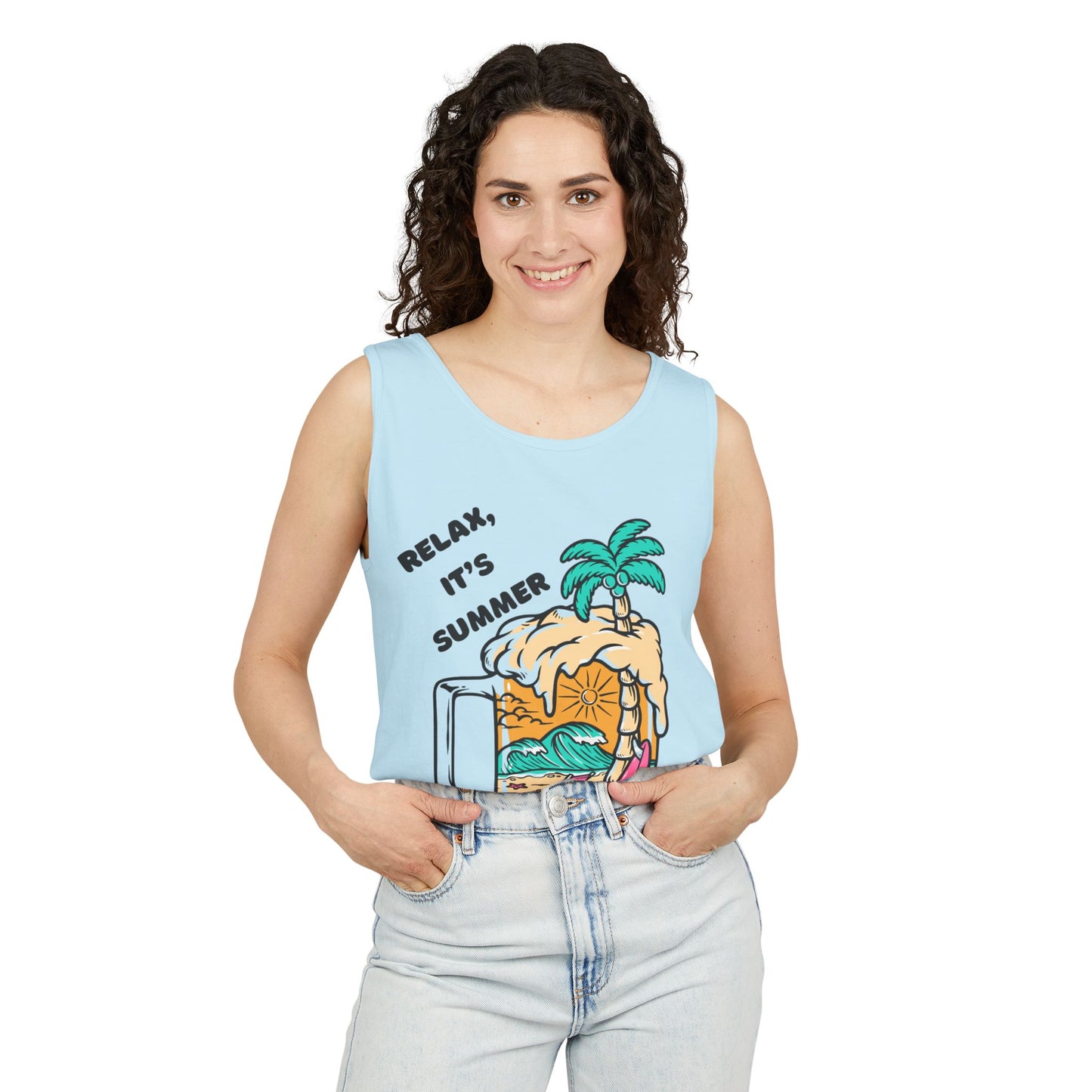 Summer Vibes Tank Top, Relax It's Summer Shirt, Beachwear, Vacation Apparel, Fun Unisex Top