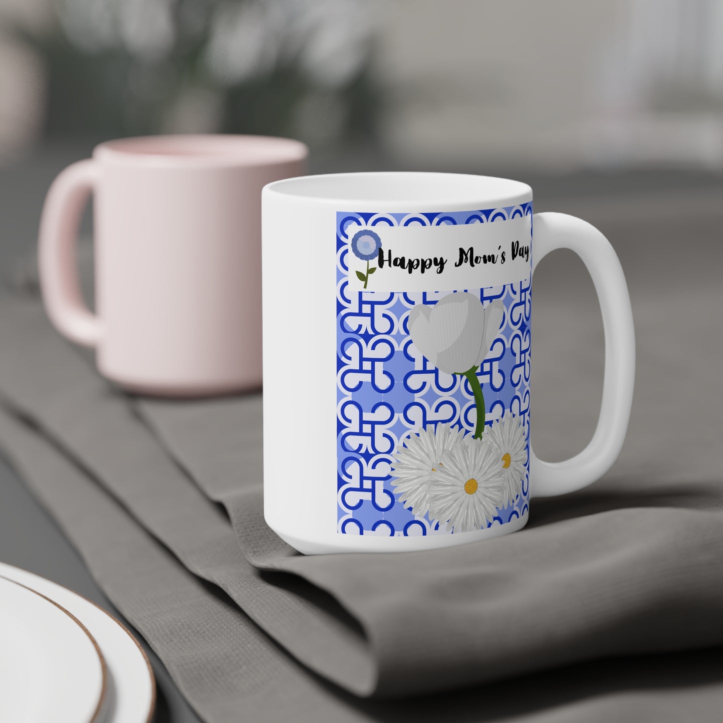 Happy Mom's Day Ceramic Mug - Elegant Floral Design, Ideal Gift for Mother's Day, 11oz/15oz/20oz