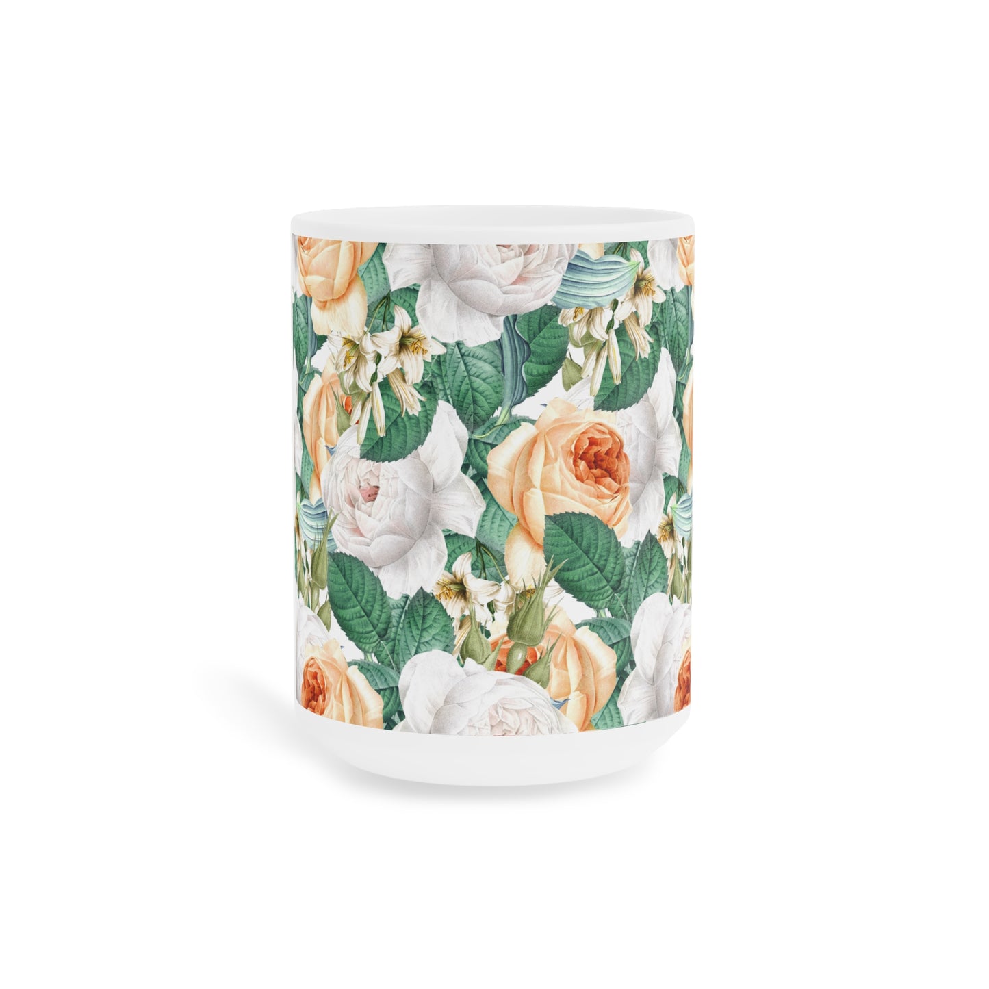 Floral Ceramic Mug(CDA) - Elegant Flower Design for Tea & Coffee Lovers