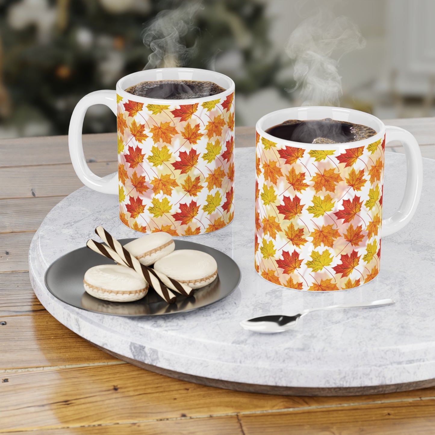 Fall Leaves Ceramic Mug - Cozy Autumn Vibe for Coffee Lovers