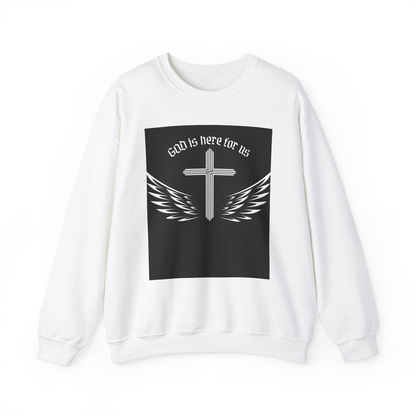Faith-Inspired Unisex Crewneck Sweatshirt - 'God is Here for Us'