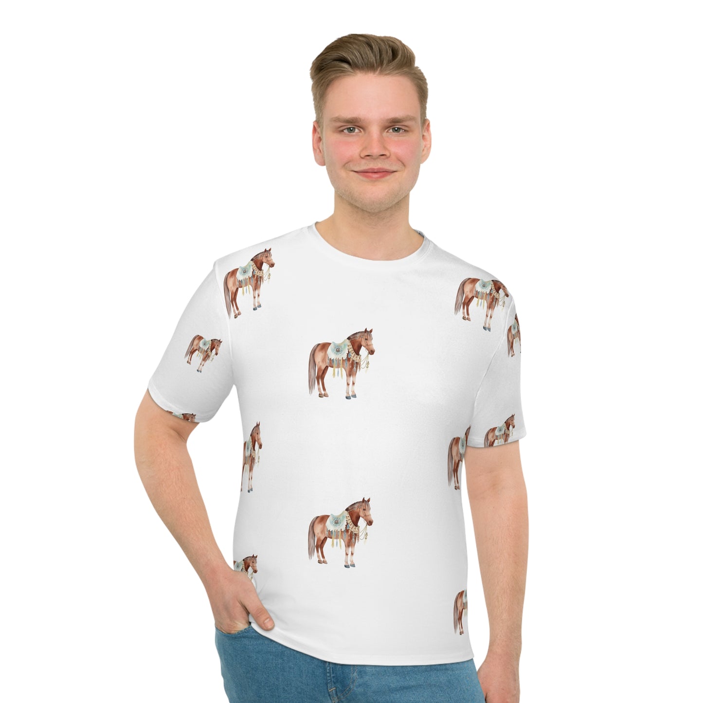 ‘Brown Horses’ Men's Loose T-shirt (AOP)