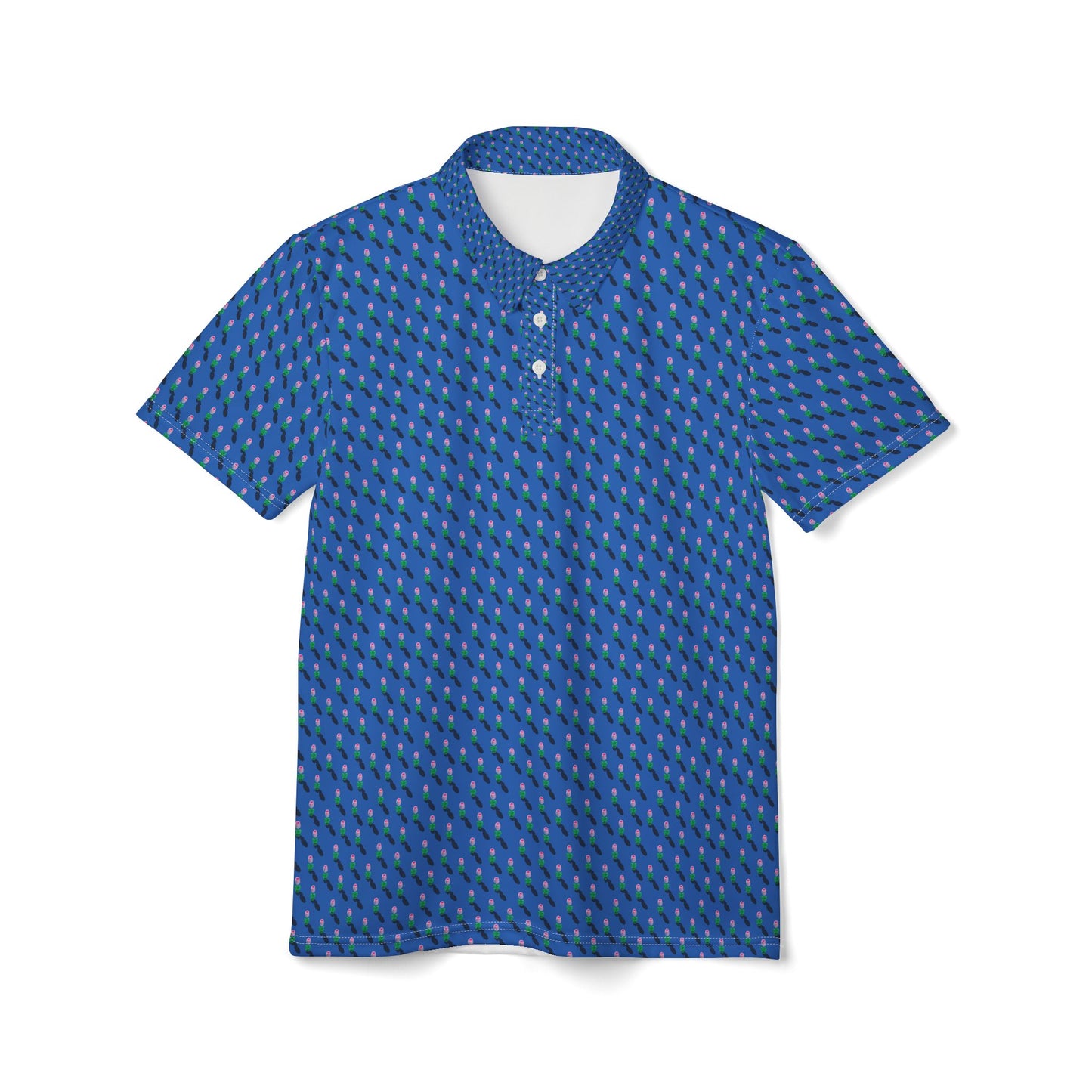 ‘Blue tiny flower pattern’ Unisex Polo Shirt (AOP)