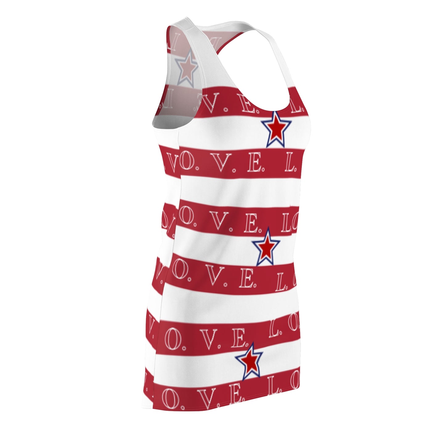 ‘Red Horizontal Stripes’ Women's Cut & Sew Racerback Dress (AOP)
