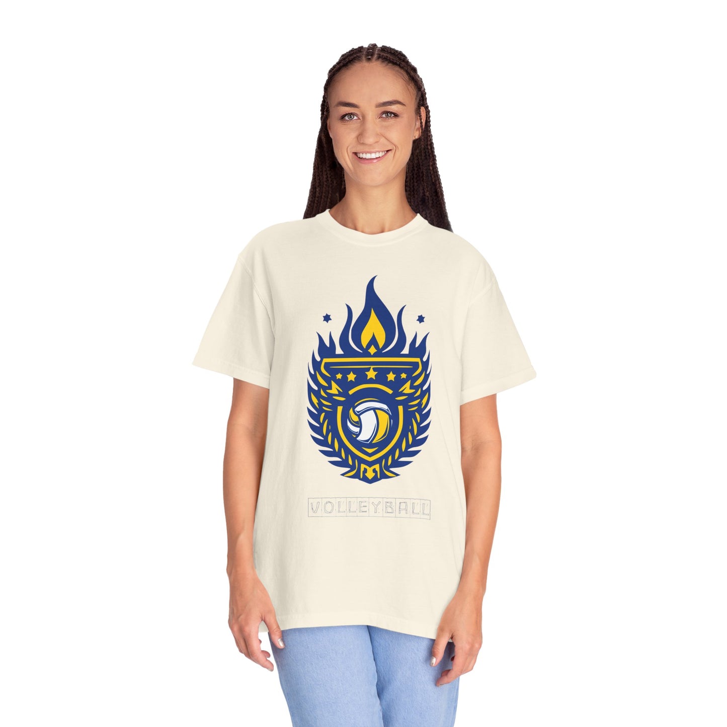 Vintage Volleyball Crest Unisex Garment-Dyed T-shirt