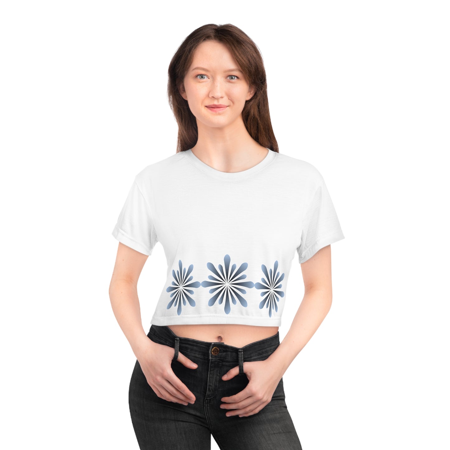 ‘Flower burst’ Crop Top (AOP) 100% Poly