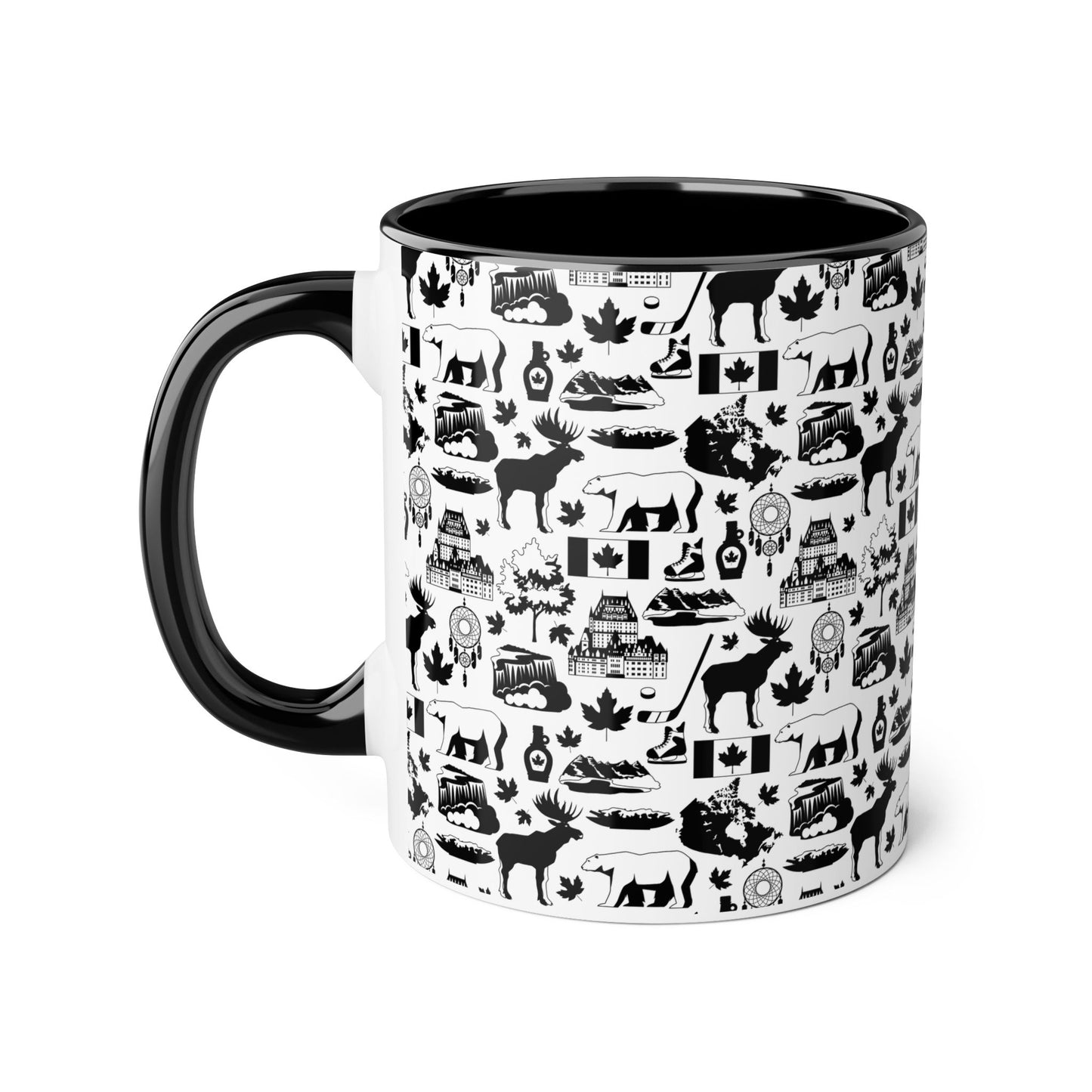 Canadian Wildlife Accent Mug - 11oz Black Handle - Perfect Gift for Nature Lovers