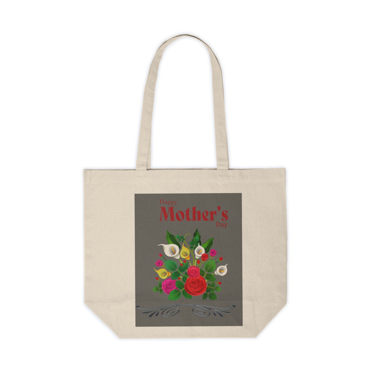 Happy Mother's Day Floral Canvas Shopping Tote - Eco-Friendly Gift for Moms