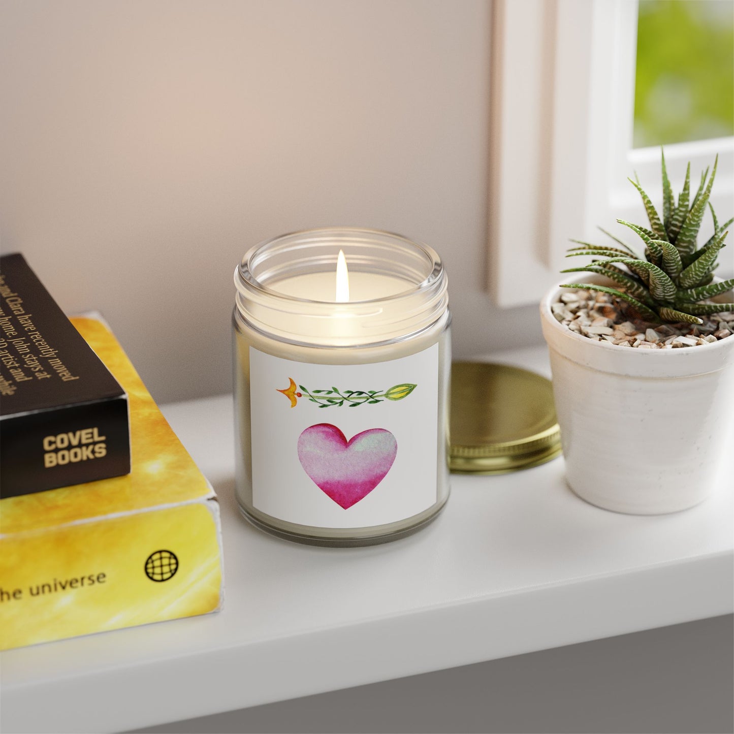 ‘Heart and Arrow’ Scented Candles, Coconut Apricot Wax (4oz, 9oz)