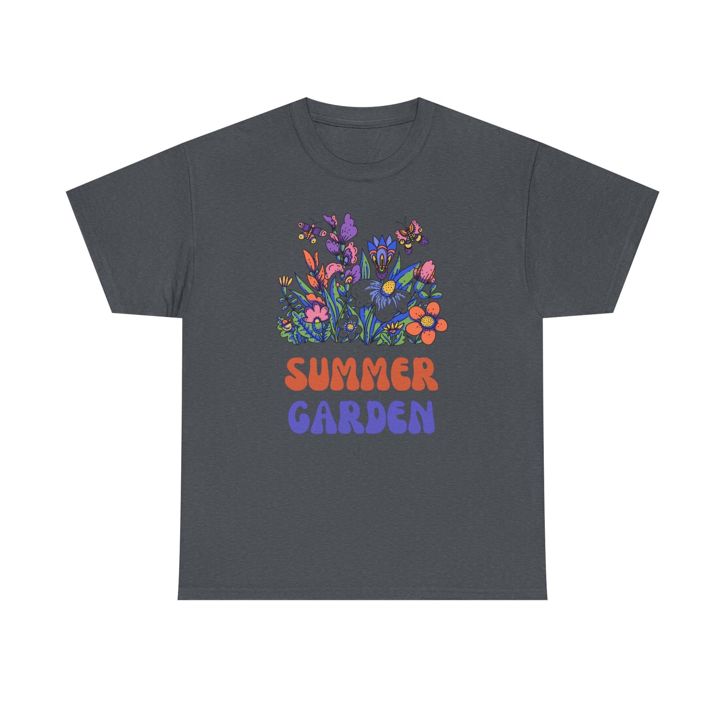 Vibrant Summer Garden Tee | Unisex Heavy Cotton T-Shirt, Floral Graphic Tee, Nature Lover Gift, Summer Fashion, Outdoor Vibes