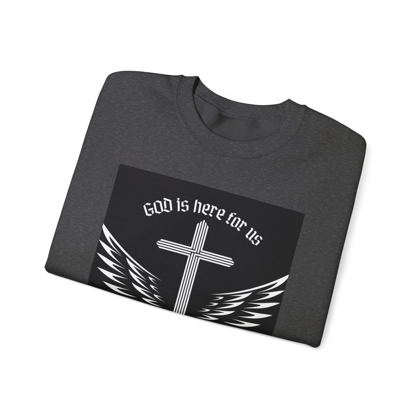 Faith-Inspired Unisex Crewneck Sweatshirt - 'God is Here for Us'