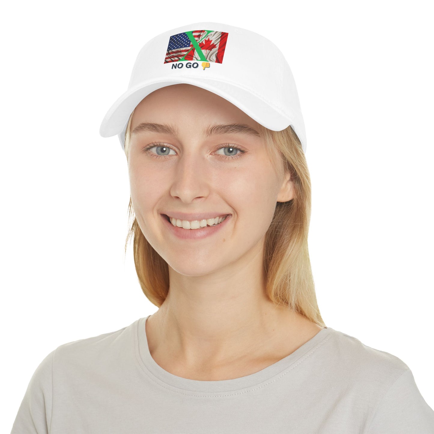 Custom 'No Go' Low Profile Baseball Cap with US and Canada Flags