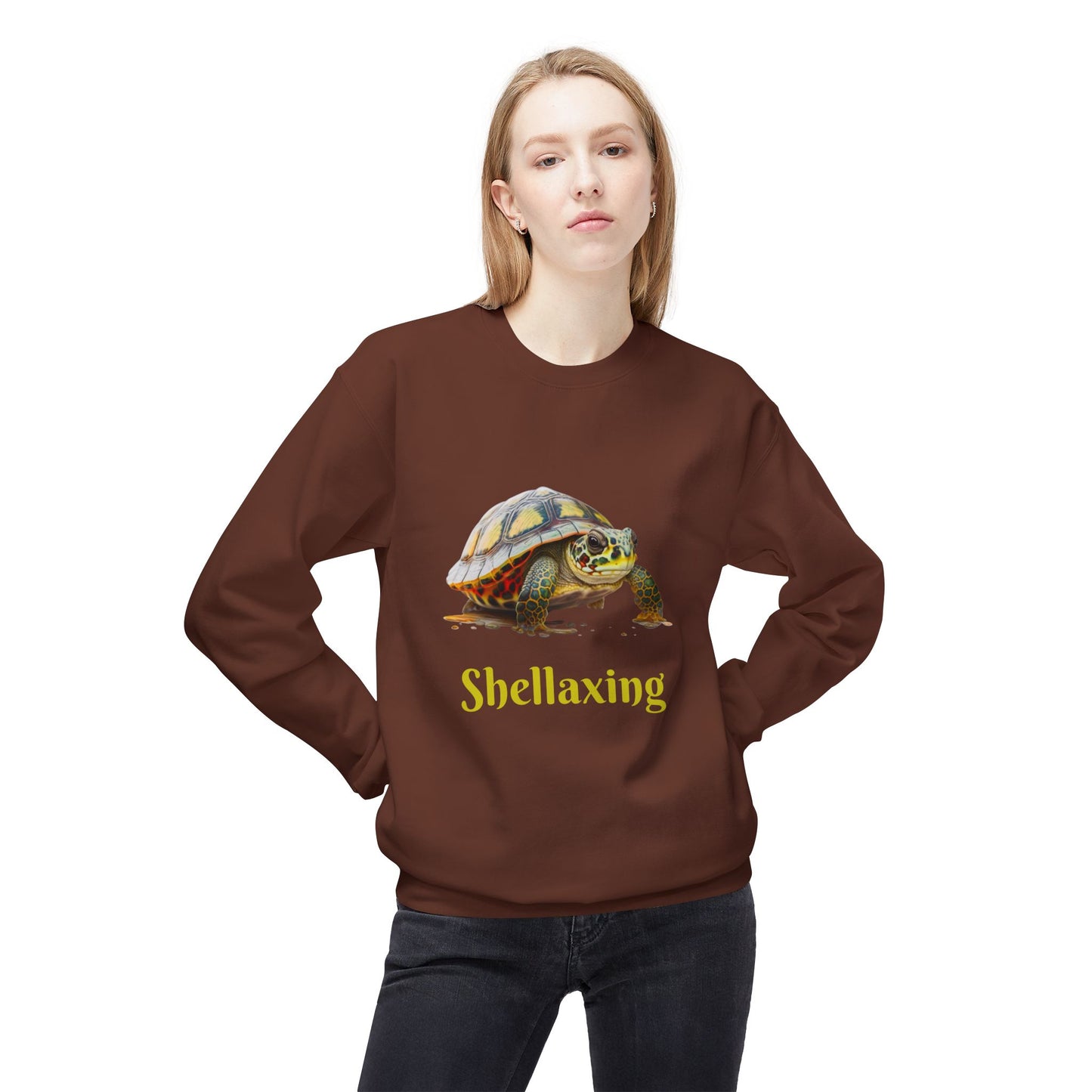 ‘Shellaxing’ Turtle’ Unisex Midweight Softstyle Fleece Crewneck Sweatshirt