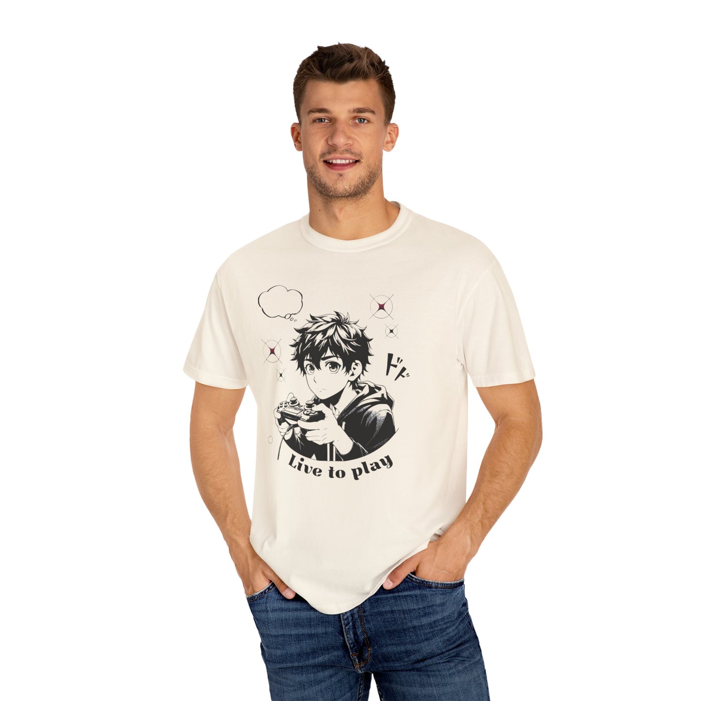 Anime 'Live to Play' Unisex Garment-Dyed T-Shirt