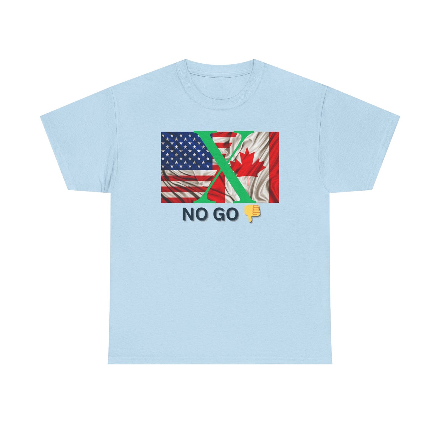 Unisex Heavy Cotton Tee - 'No Go' Design with US and Canada Flags