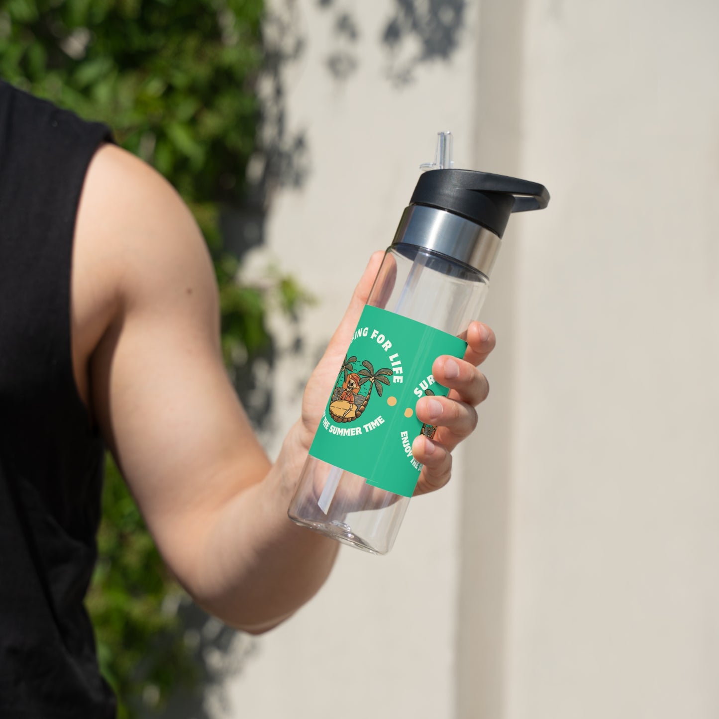 Eco-Friendly Sport Bottle, Summer Vibe Water Bottle, Perfect for Active Lifestyle, Surfing Enthusiasts, Gift for Beach Lovers