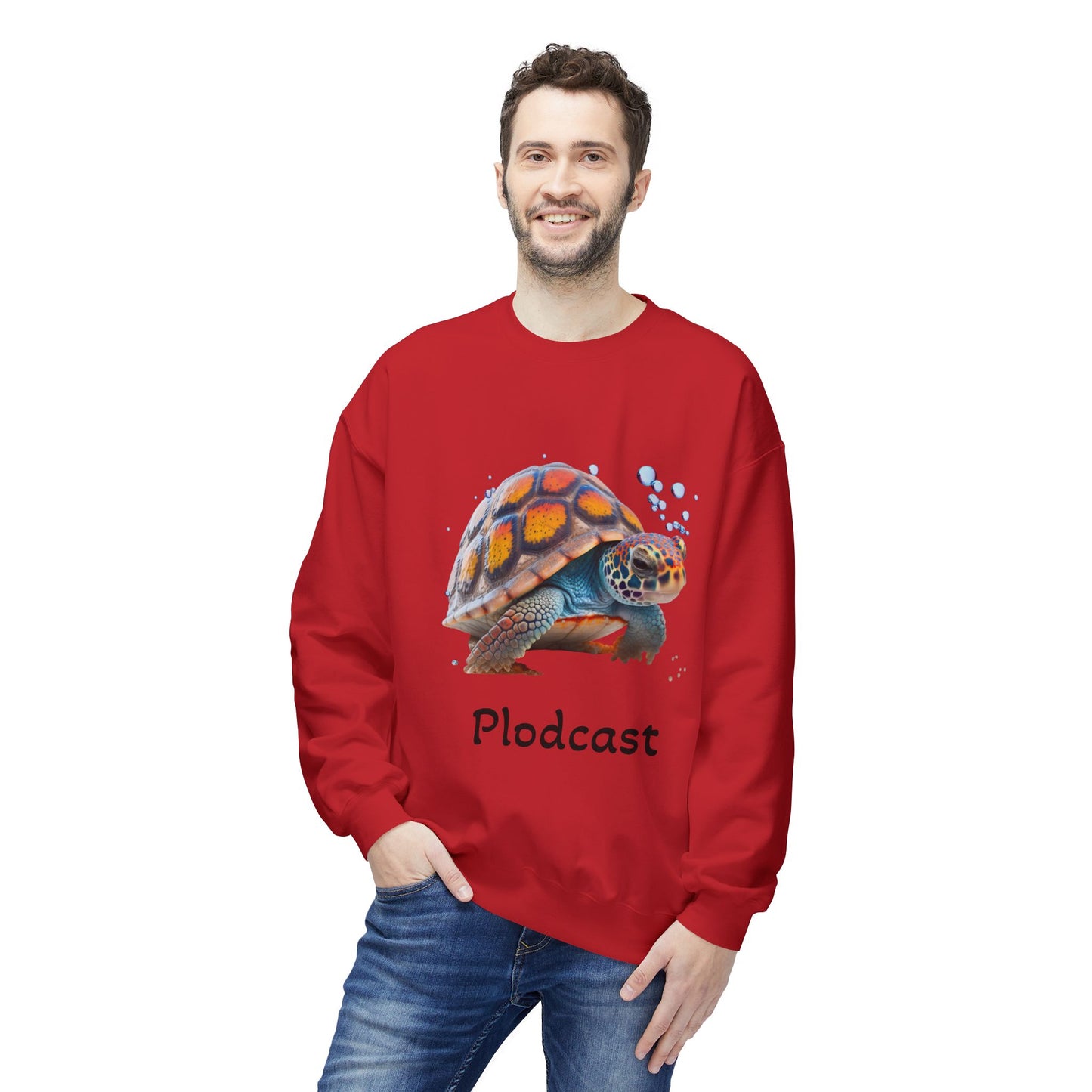 ‘Plodcast’ Turtle Unisex Midweight Softstyle Fleece Crewneck Sweatshirt
