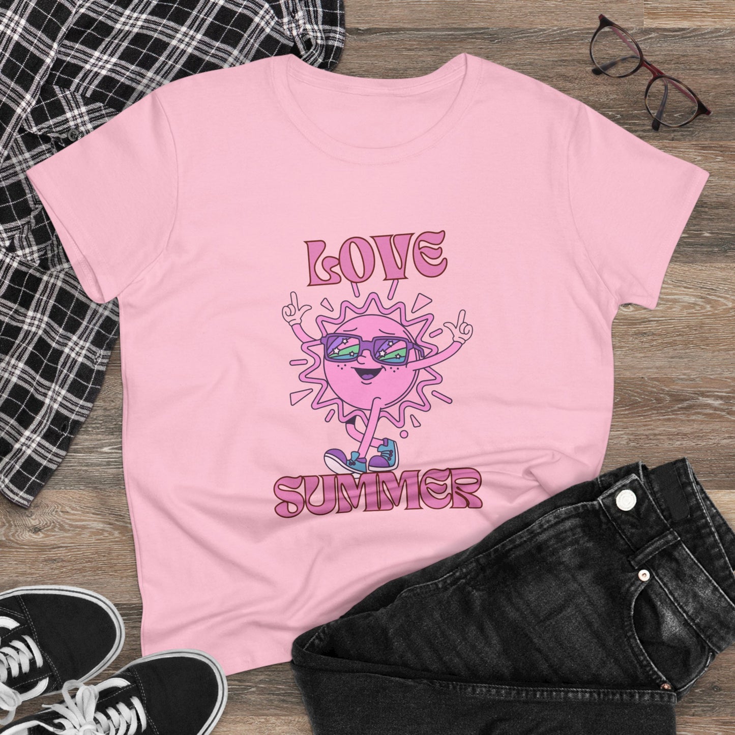 Women's Summer Vibes Tee, Love Summer Graphic Shirt, Fun Casual Top, Gift for Beach Lovers, Trendy Apparel for Warm Days