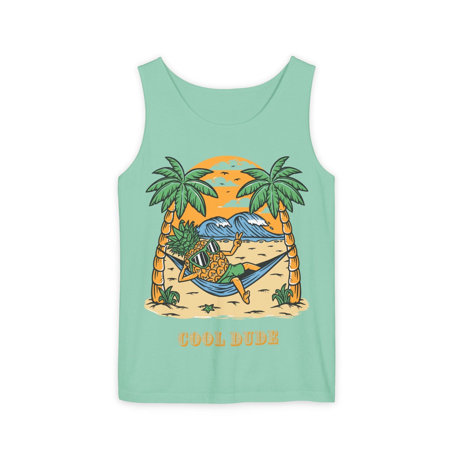 Cool Dude Tropical Tank Top, Unisex Beachwear, Summer Vibes, Vacation Essential, Gift for Him/Her, Pineapple Lover