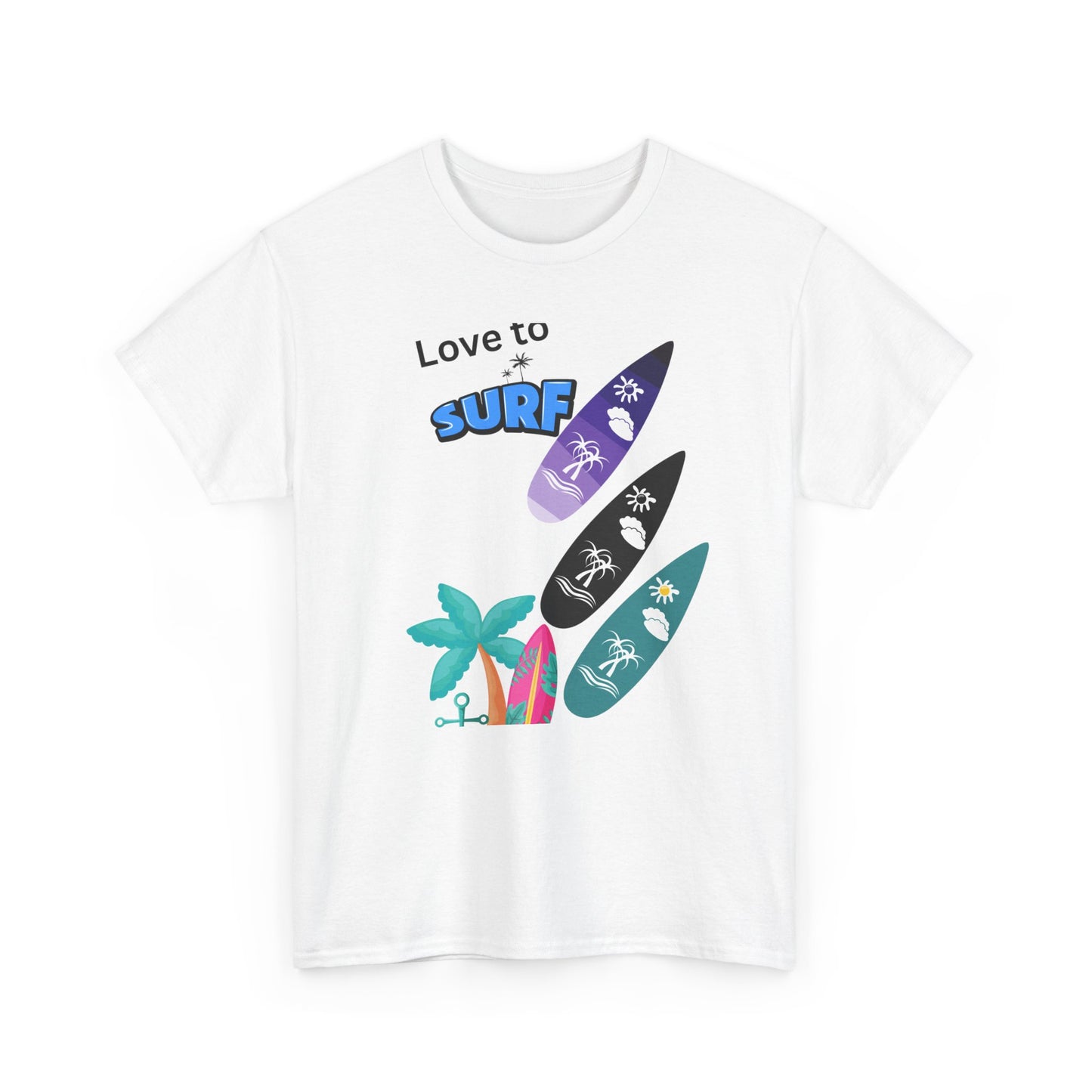 Surf Lover Unisex Heavy Cotton Tee, Beach T-Shirt, Summer Apparel, Gift for Surfers, Casual Wear, Surfing Enthusiast Shirt