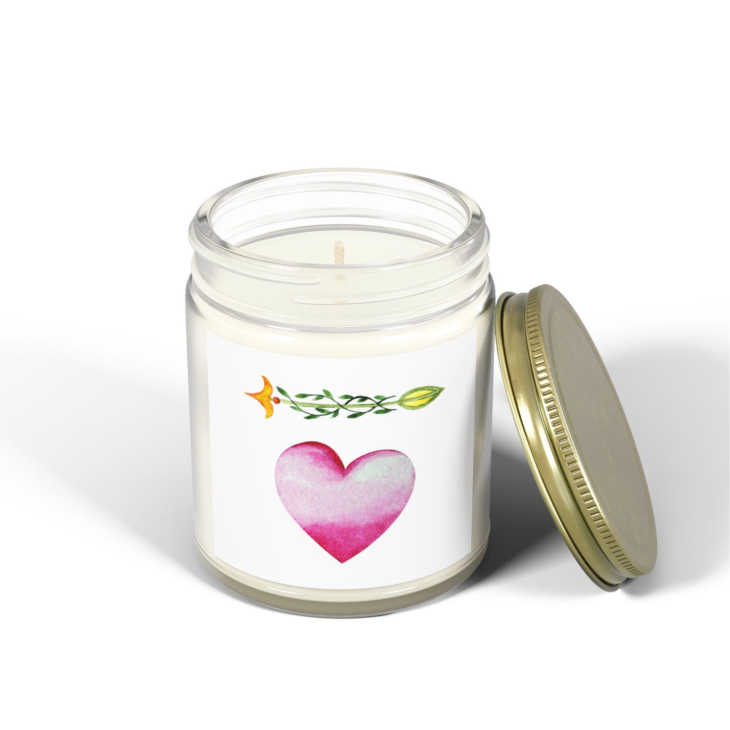 ‘Heart and Arrow’ Scented Candles, Coconut Apricot Wax (4oz, 9oz)