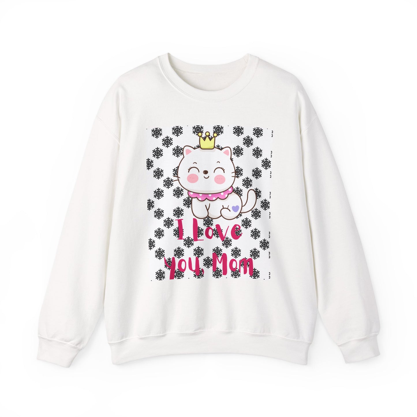 I Love You Mom Crewneck Sweatshirt - Cute Cat Design for Mother's Day
