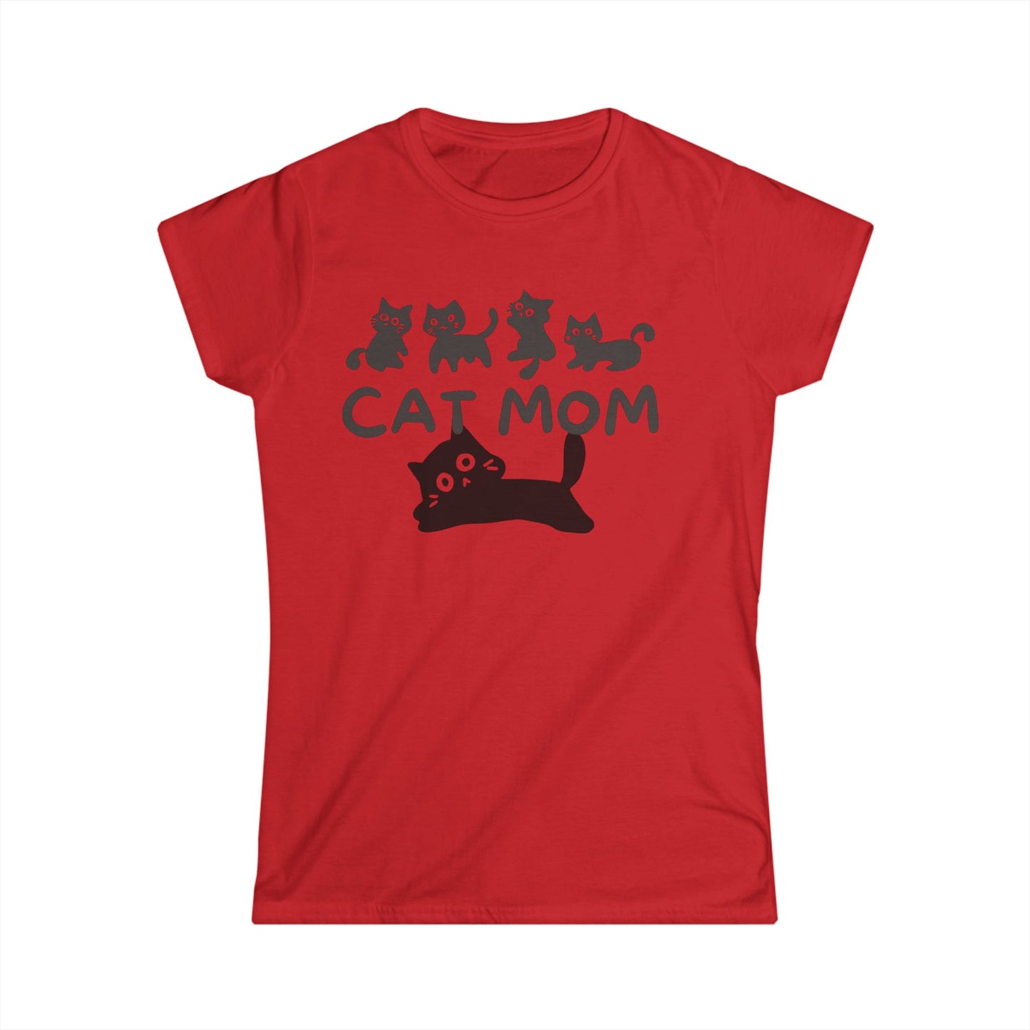 Cat Mom Women's Softstyle Tee | Purr-fect Gift for Cat Lovers, Casual Wear, Birthday Gift, Animal Tee, Cat Lover Shirt