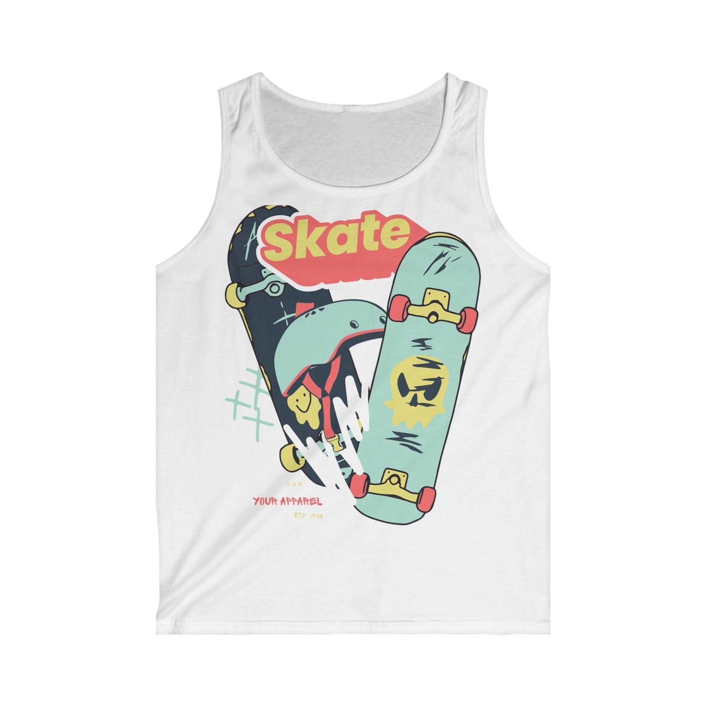 Skateboard Graphic Tank Top for Men, Perfect for Summer Days, Beachwear, Skate Parks, and Casual Outings - Funny Tee, Athletic Tank, Gift
