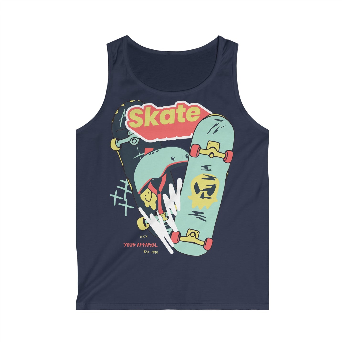 Skateboard Graphic Tank Top for Men, Perfect for Summer Days, Beachwear, Skate Parks, and Casual Outings - Funny Tee, Athletic Tank, Gift