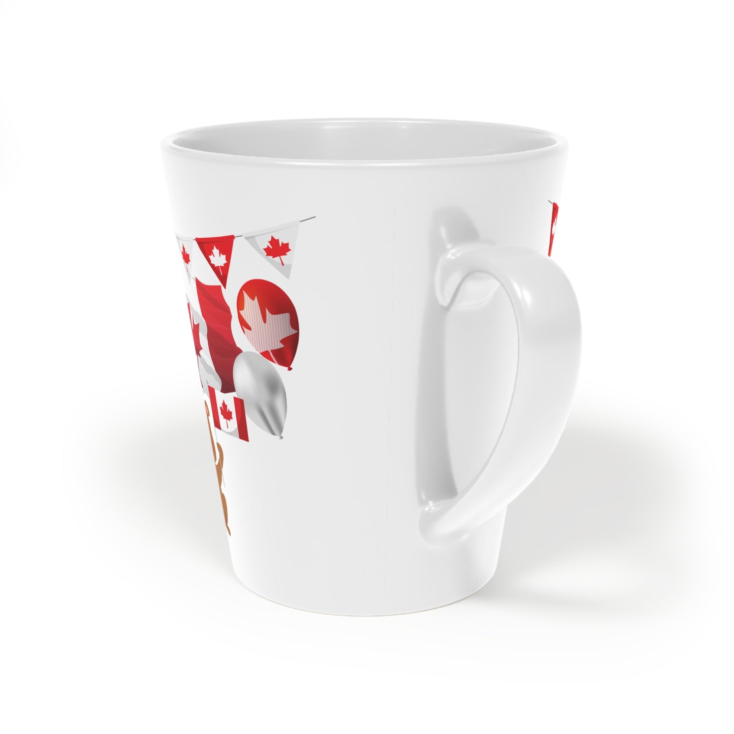 Festive Canadian Latte Mug - 12oz Coffee Cup with Beaver and Maple Leaf Design