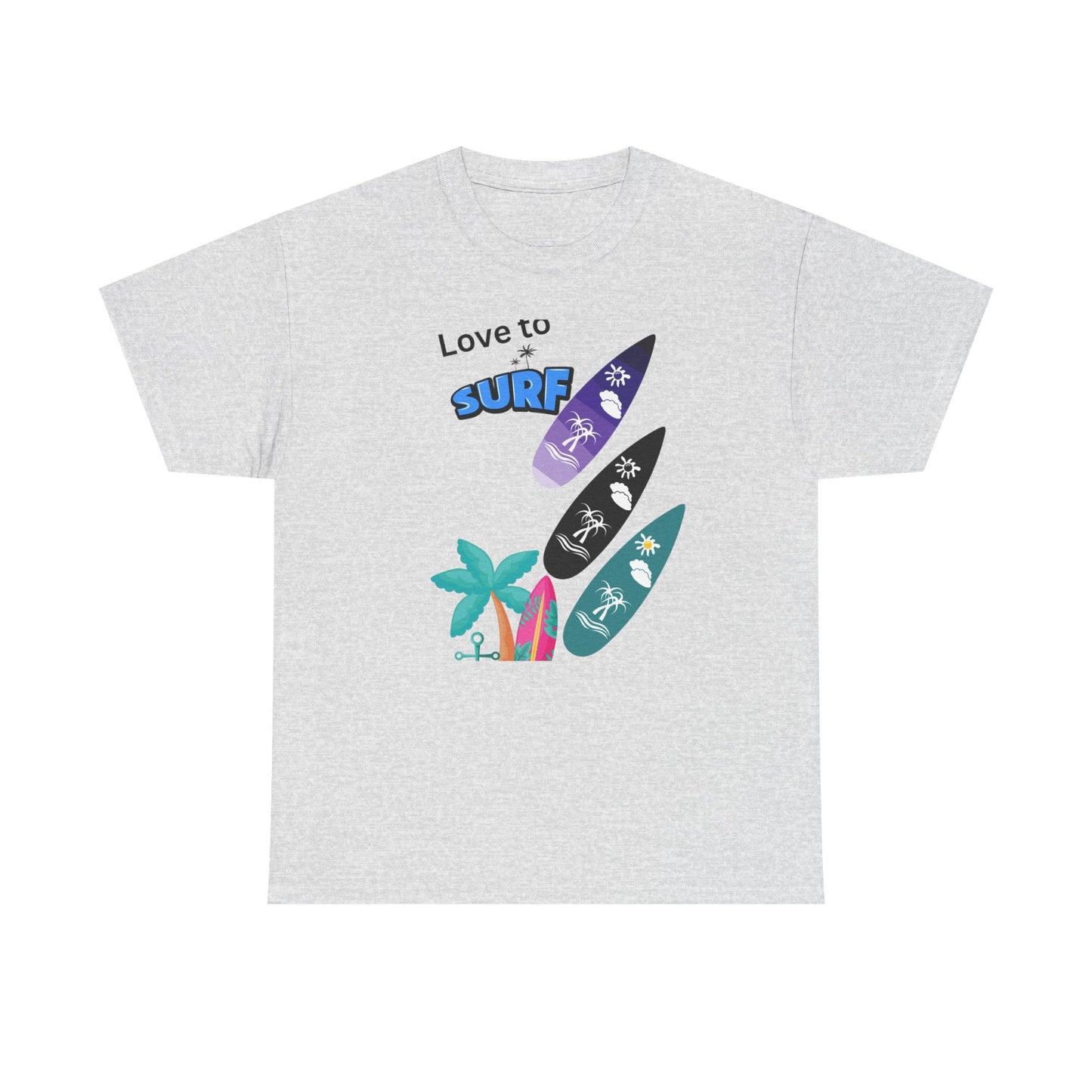 Surf Lover Unisex Heavy Cotton Tee, Beach T-Shirt, Summer Apparel, Gift for Surfers, Casual Wear, Surfing Enthusiast Shirt